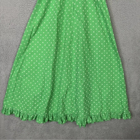 Princess Kaiulani Vintage Dress Womens Small Green Hawaiian 60's Empire Maxi Dot - Picture 5 of 11